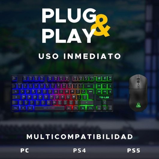 Teclado The G-Lab Combo Oxygen EX membrana sem fios retroiluminado AZERTY