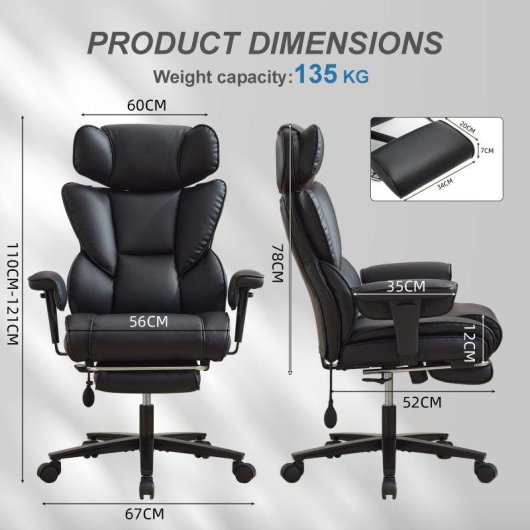 Chaise de Bureau Ergonomique Rolipo H07-JDD-DDF-001 Reclinable 130 Degres
