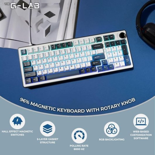 Tastiera The G-Lab KEYZ Elite 400 HE Magnetica RGB QWERTY US 96%