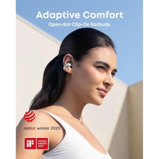 Soundcore AeroClip kabellose Bluetooth Clip-On Kopfhörer mit 4 KI-Mikrofonen Champagne Mist