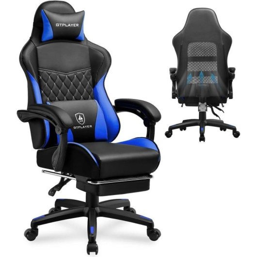 Sedia Gaming GTPLAYER Doppio Schienale Coperchio Rimovibile 150 kg Blu