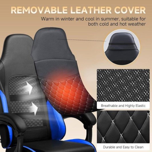 Sedia Gaming GTPLAYER Doppio Schienale Coperchio Rimovibile 150 kg Blu