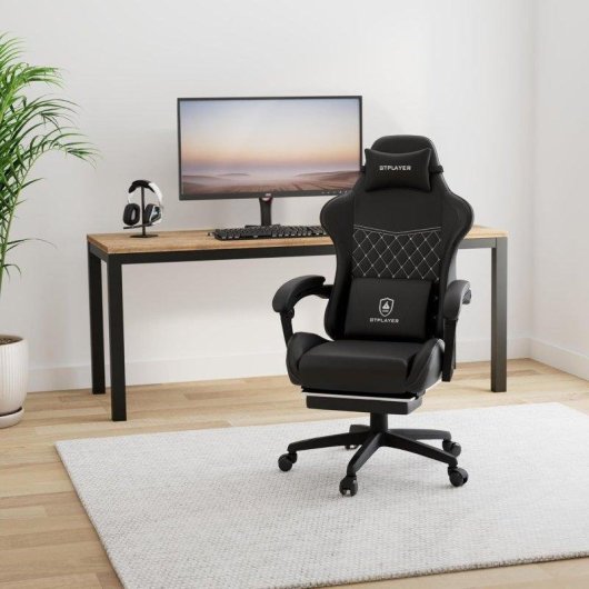 Silla Gaming GTPLAYER Doble Respaldo Funda Desmontable Reposapiés 150kg - Negro