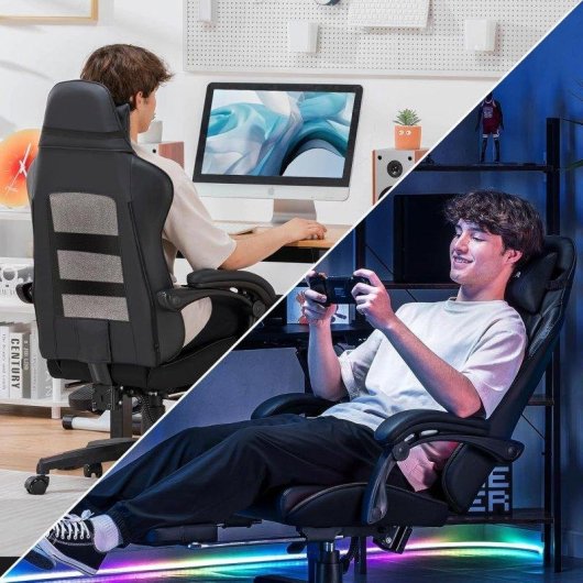 Silla Gaming GTPLAYER Doble Respaldo Funda Desmontable Reposapiés 150kg - Negro
