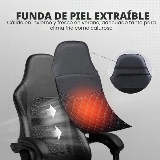 Silla Gaming GTPLAYER Doble Respaldo Funda Desmontable Reposapiés 150kg - Negro