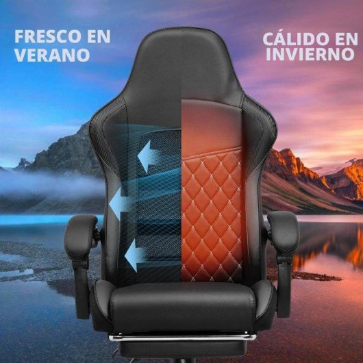 Silla Gaming GTPLAYER Doble Respaldo Funda Desmontable Reposapiés 150kg - Negro