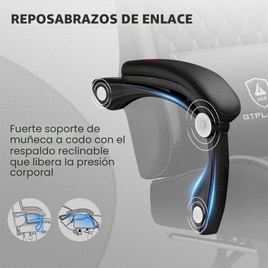 Silla Gaming GTPLAYER Doble Respaldo Funda Desmontable Reposapiés 150kg - Negro