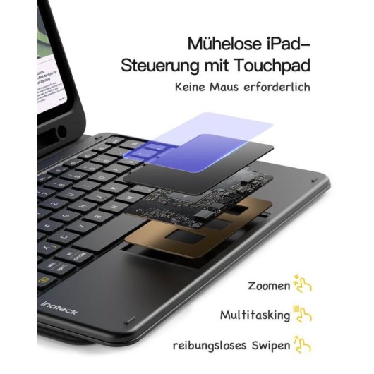Clavier INATECK KB002 sans fil QWERTZ avec touchpad et switch à ciseaux Apple