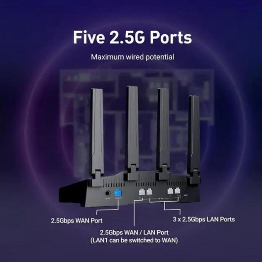 Router GL.iNet Flint 3 WiFi 7 Tri-Bande 9 Gbps 5 x 2,5G VPN