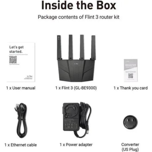 Router GL.iNet Flint 3 WiFi 7 Tri-Bande 9 Gbps 5 x 2,5G VPN