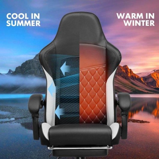 Silla Gaming GTPLAYER Doble Respaldo Reposapiés Funda Desmontable 150kg - Blanco