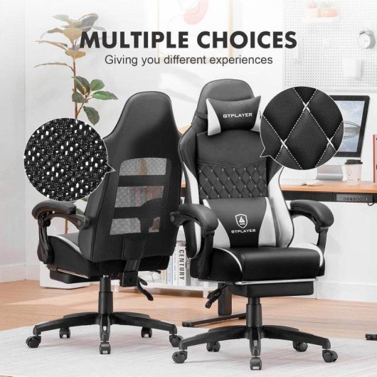 Silla Gaming GTPLAYER Doble Respaldo Reposapiés Funda Desmontable 150kg - Blanco