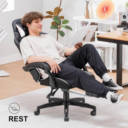 Silla Gaming GTPLAYER Doble Respaldo Reposapiés Funda Desmontable 150kg - Blanco