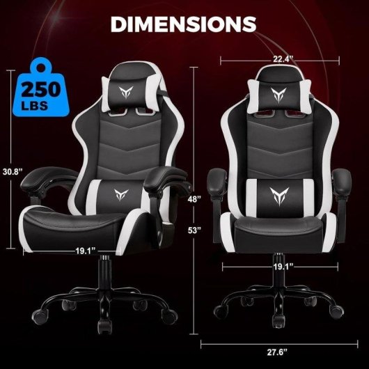 Silla Gaming GTPLAYER Blanco Soporte Lumbar Reposacabezas Ajustable