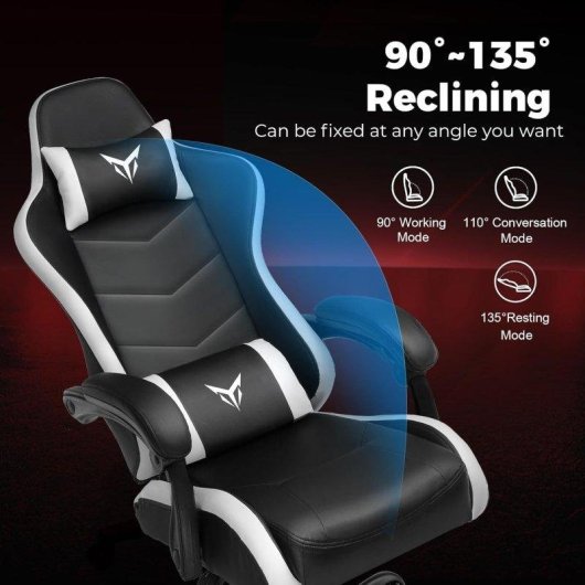 Silla Gaming GTPLAYER Blanco Soporte Lumbar Reposacabezas Ajustable