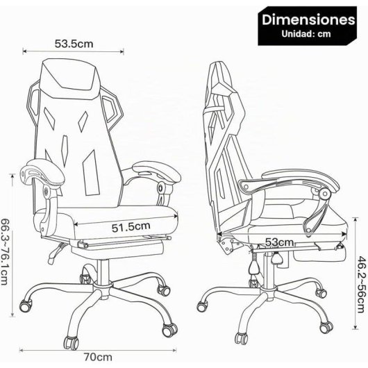 Chaise Gaming GTPLAYER avec Repose-pieds, Accoudoirs Synchronisés, Dossier Reclinable