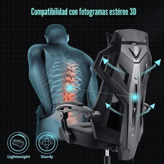 Chaise Gaming GTPLAYER avec Repose-pieds, Accoudoirs Synchronisés, Dossier Reclinable