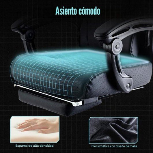 Chaise Gaming GTPLAYER avec Repose-pieds, Accoudoirs Synchronisés, Dossier Reclinable