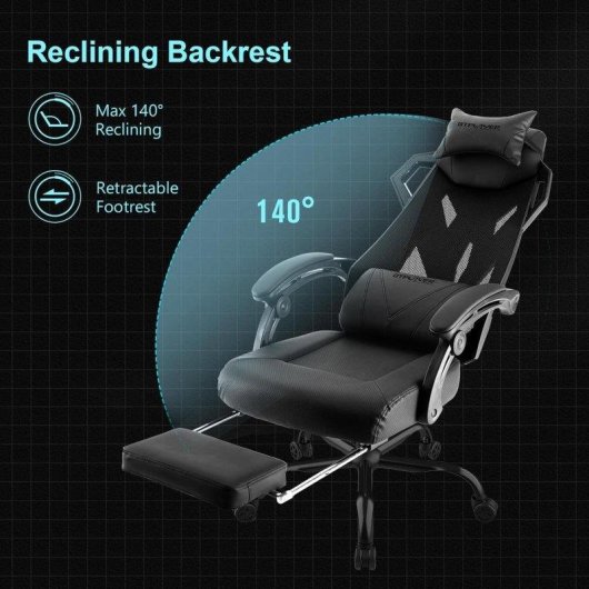Chaise Gaming GTPLAYER avec Repose-pieds, Accoudoirs Synchronisés, Dossier Reclinable