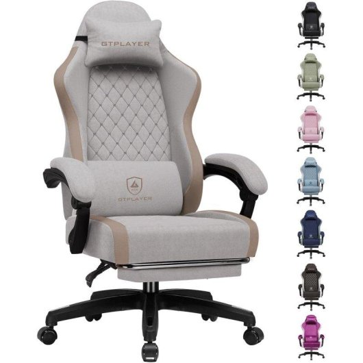 Silla gaming GTPLAYER transpirable con reposapiés y soporte ajustable