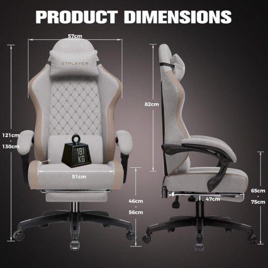 Silla gaming GTPLAYER transpirable con reposapiés y soporte ajustable