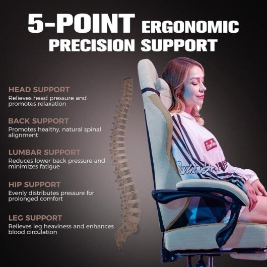 Silla gaming GTPLAYER transpirable con reposapiés y soporte ajustable