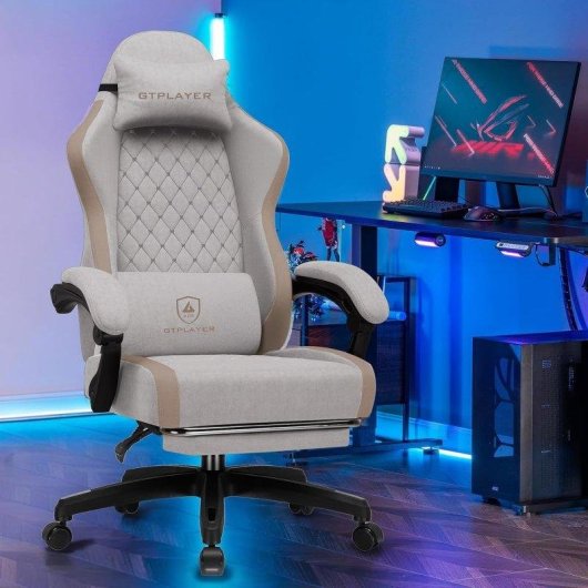 Silla gaming GTPLAYER transpirable con reposapiés y soporte ajustable