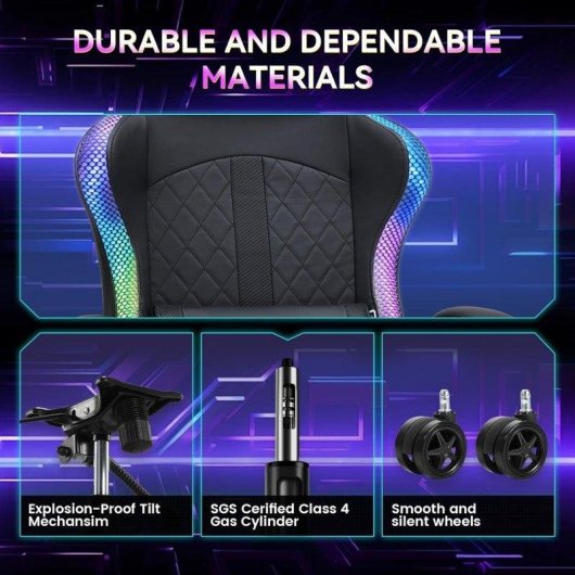 Silla Gaming GTPLAYER Musical con Altavoces, Luz, Reposapiés y Masaje USB