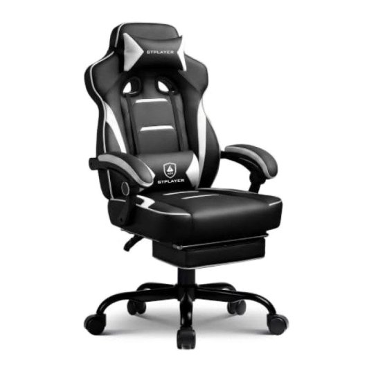 Silla Gaming GTPLAYER Ergonómica 180kg Reclinable 155° con Reposapiés - Blanco