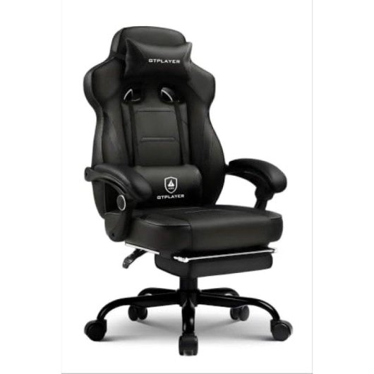 Silla gaming GTPLAYER ergonómica con reposapiés y soporte lumbar para personas grandes