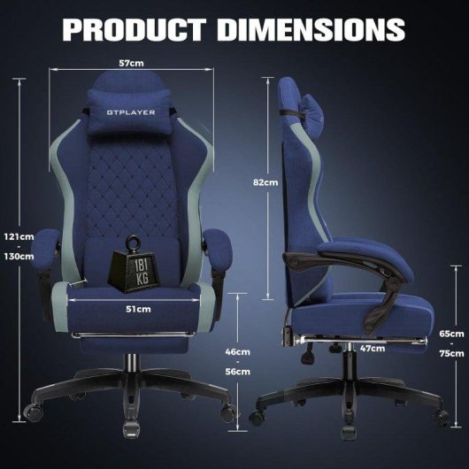 Sedia Gaming GTPLAYER Grande con Poggiapiedi Regolabile Blu