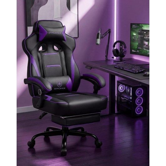 Chaise gaming GTPLAYER Ergonomique Repos-pieds 180 kg Lilas