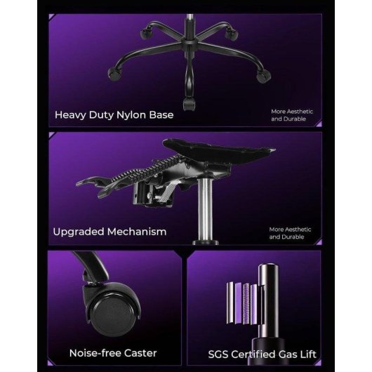 Chaise gaming GTPLAYER Ergonomique Repos-pieds 180 kg Lilas