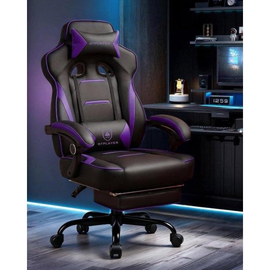 Chaise gaming GTPLAYER Ergonomique Repos-pieds 180 kg Lilas