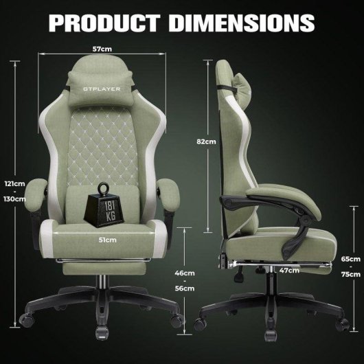 Sedia Gaming GTPLAYER Grande con Poggiapiedi Regolabile Verde