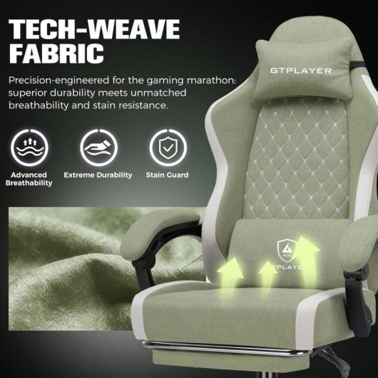 Sedia Gaming GTPLAYER Grande con Poggiapiedi Regolabile Verde