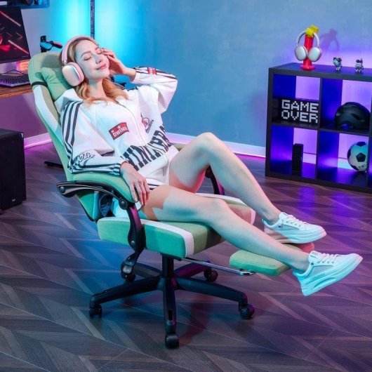 Sedia Gaming GTPLAYER Grande con Poggiapiedi Regolabile Verde