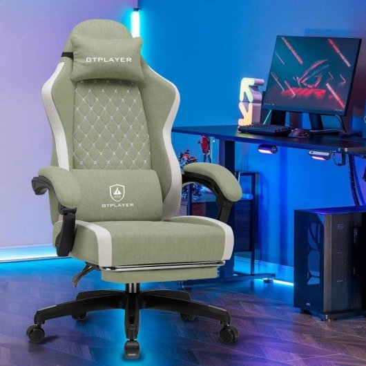 Sedia Gaming GTPLAYER Grande con Poggiapiedi Regolabile Verde