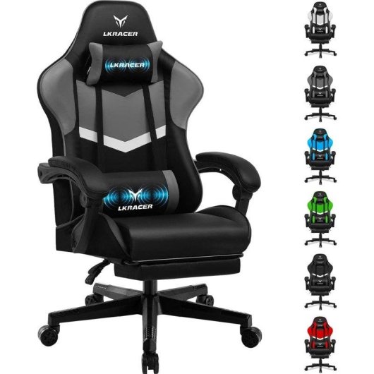 Sedia Gaming GTPLAYER con Poggiapiedi Supporto Lombare Regolabile 150kg