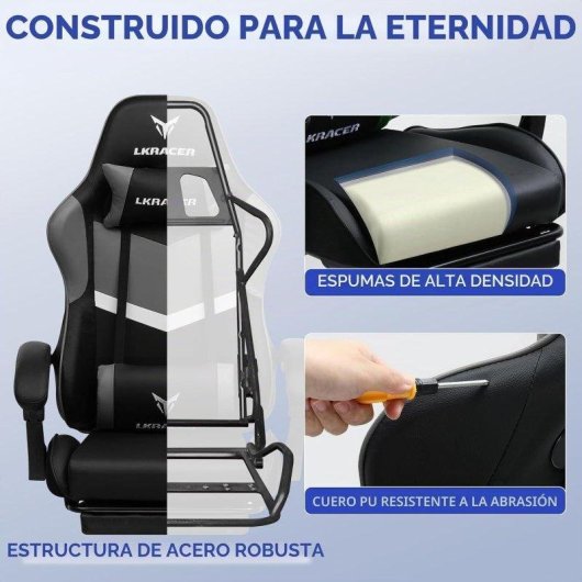 Sedia Gaming GTPLAYER con Poggiapiedi Supporto Lombare Regolabile 150kg