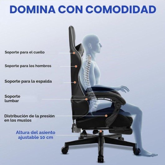 Sedia Gaming GTPLAYER con Poggiapiedi Supporto Lombare Regolabile 150kg