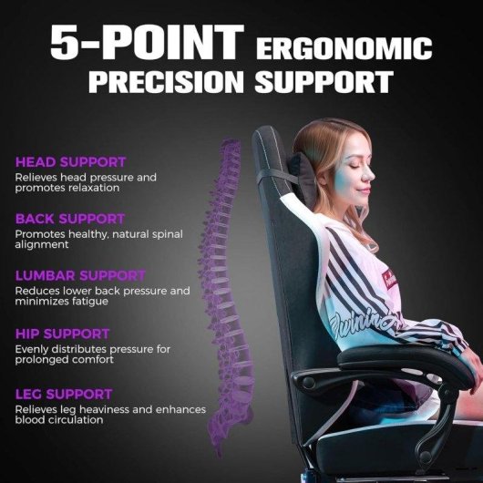 Silla Gaming GTPLAYER Ergonómica con Reposapiés Ajustable y Tela Transpirable