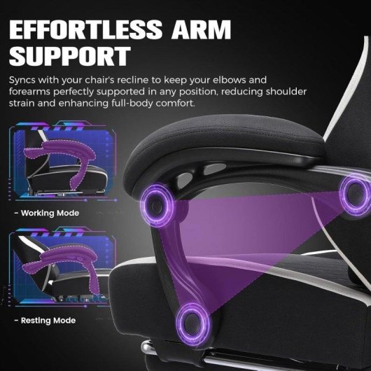 Silla Gaming GTPLAYER Ergonómica con Reposapiés Ajustable y Tela Transpirable