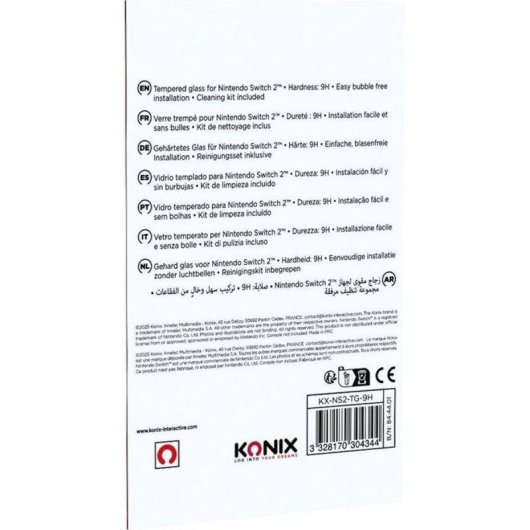 Protecteur ecran Konix 9H Nintendo Switch 2 Trasparente