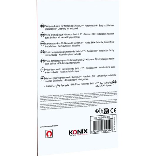 Protecteur ecran Konix 9H Nintendo Switch 2 Trasparente