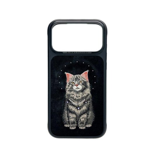 Nimmy Friends Lucky Fashion Series 3D Bestickte Schwarze Hülle für iPhone 17 Pro Max