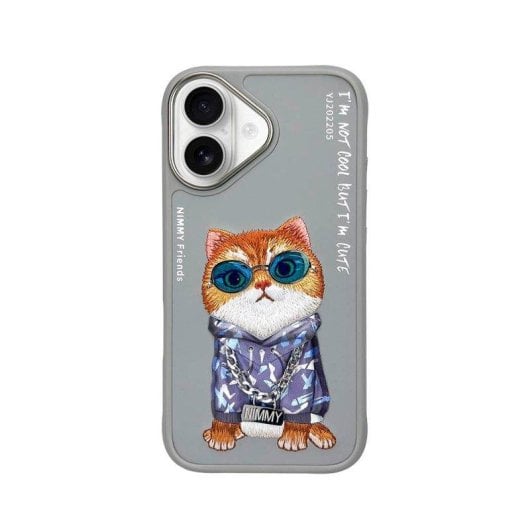 Funda Nimmy Friends Little Hipster Man Gris 3D Bordée pour iPhone 16