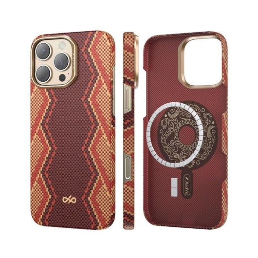 Funda para móvil Raptic Skin Bionic Snake Fibra de Aramida Negra Compatible MagSafe para iPhone 16 Pro Max