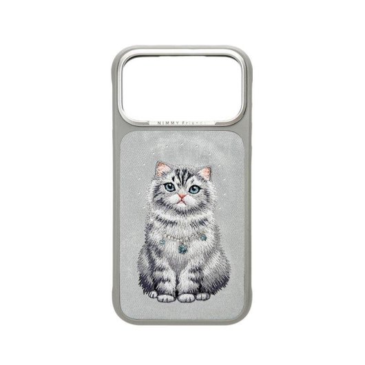 Nimmy Friends Lucky Fashion 3D Bestickte Hülle Grau Chinchilla für iPhone 17 Pro Max