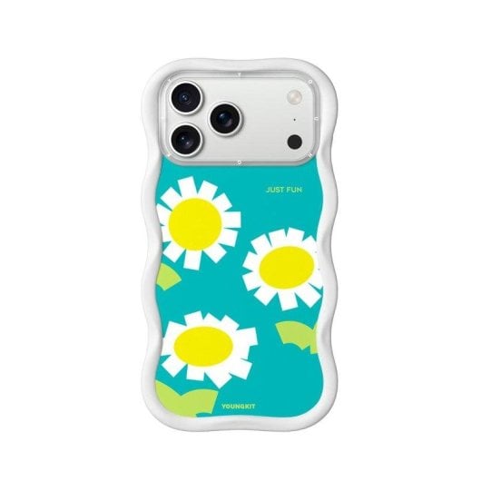 Cover Youngkit Wavy Silicone Bianca Floreale Compatibile MagSafe iPhone 17 Pro Max